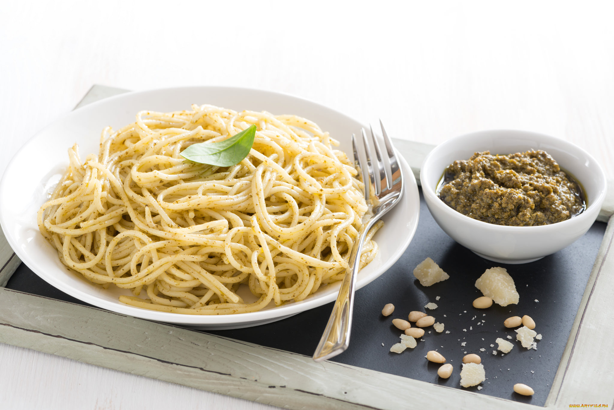 pasta with pesto, ,  , , 